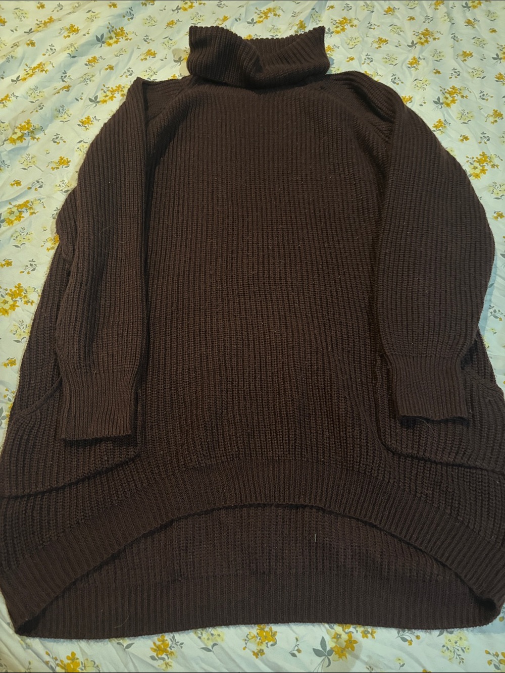 Vintage Brown Ribbed Cowl Neck Sweater